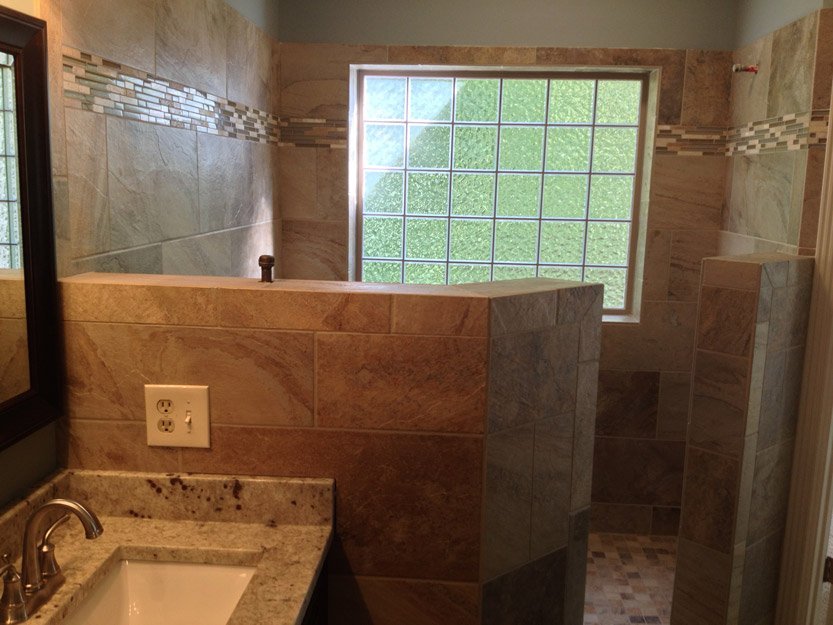tile installation in bathroom - Contract Interiors, IN