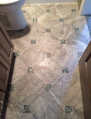 tile installation in bathroom - Contract Interiors, IN