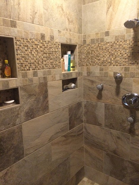 tile installation in bathroom - Contract Interiors, IN