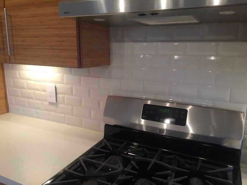 kitchen tile backsplash installation - Contract Interiors, IN