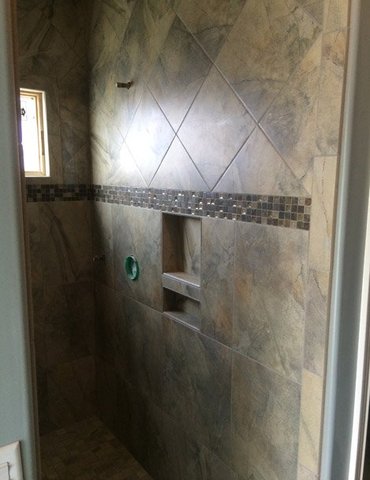 tile installation in bathroom - Contract Interiors, IN