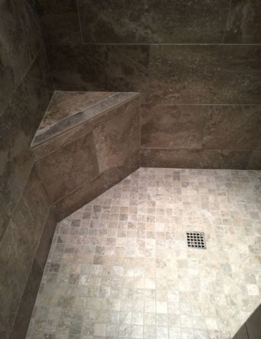 tile installation in bathroom - Contract Interiors, IN