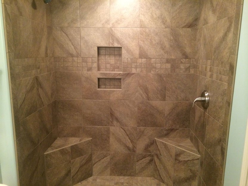 tile installation in bathroom - Contract Interiors, IN