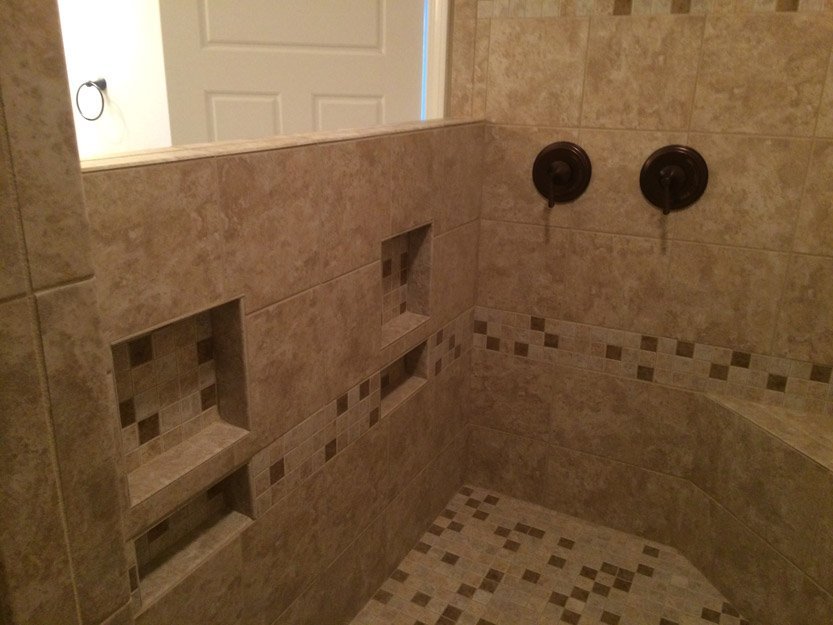 tile installation in bathroom - Contract Interiors, IN