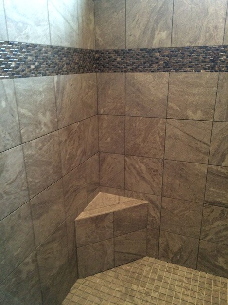 tile installation in bathroom - Contract Interiors, IN