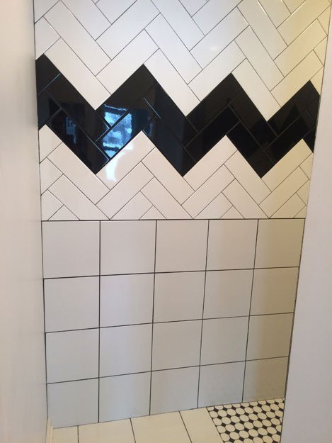 tile installation in bathroom - Contract Interiors, IN