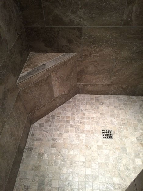 tile installation in bathroom - Contract Interiors, IN