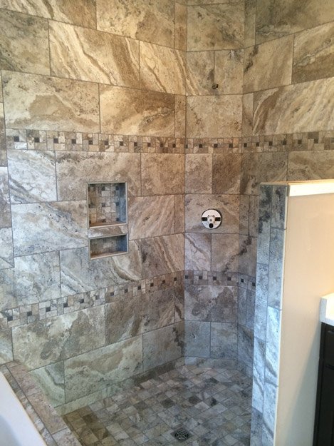 tile installation in bathroom - Contract Interiors, IN