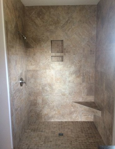 tile installation in bathroom - Contract Interiors, IN