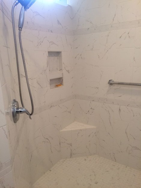 tile installation in bathroom - Contract Interiors, IN