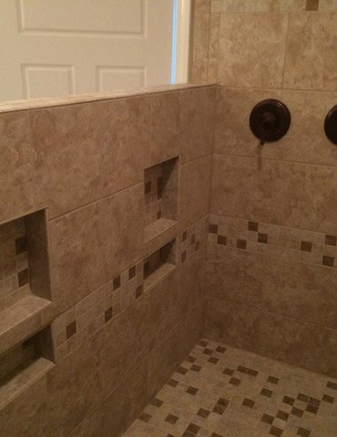 tile installation in bathroom - Contract Interiors, IN