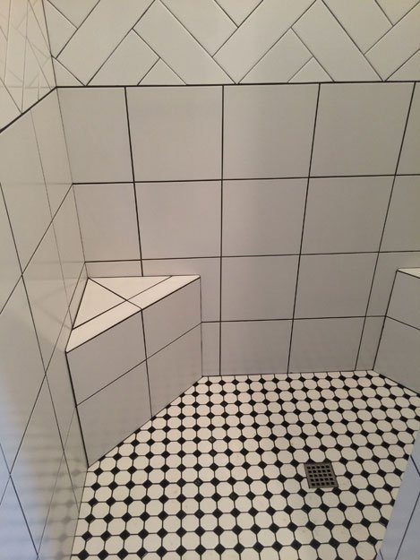 tile installation in bathroom - Contract Interiors, IN