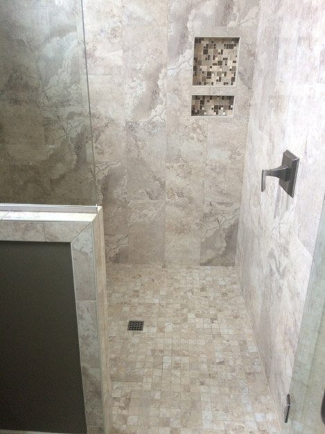 tile installation in bathroom - Contract Interiors, IN