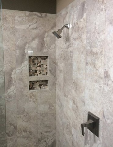 tile installation in bathroom - Contract Interiors, IN