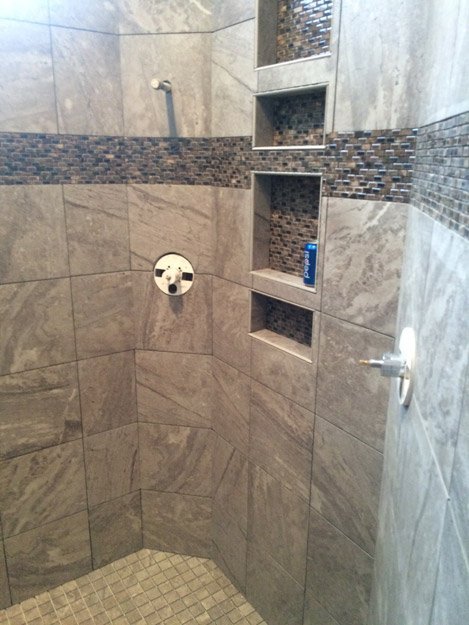 tile installation in bathroom - Contract Interiors, IN