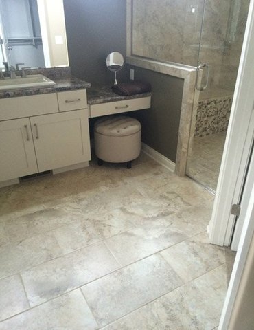 tile installation in bathroom - Contract Interiors, IN