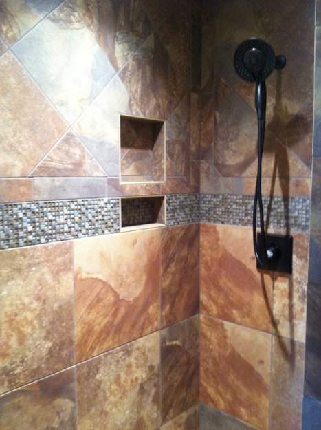 tile installation in bathroom - Contract Interiors, IN