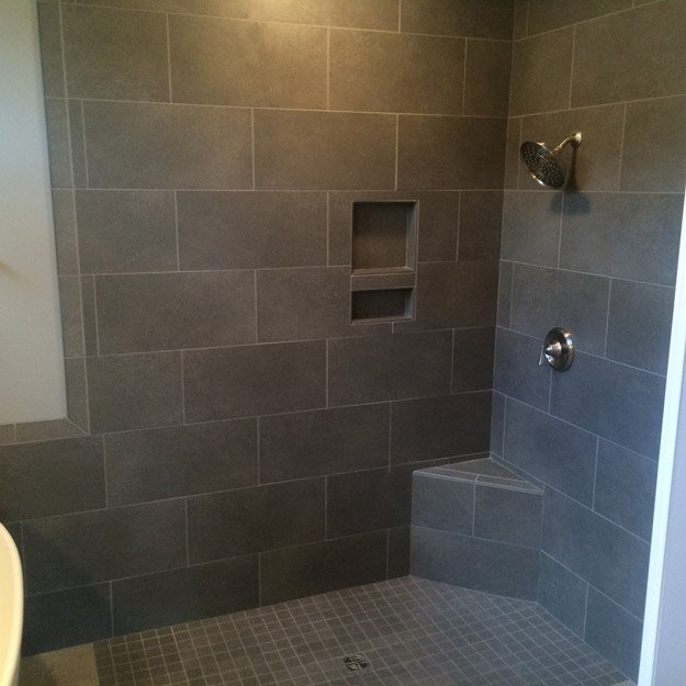 tile installation in bathroom - Contract Interiors, IN