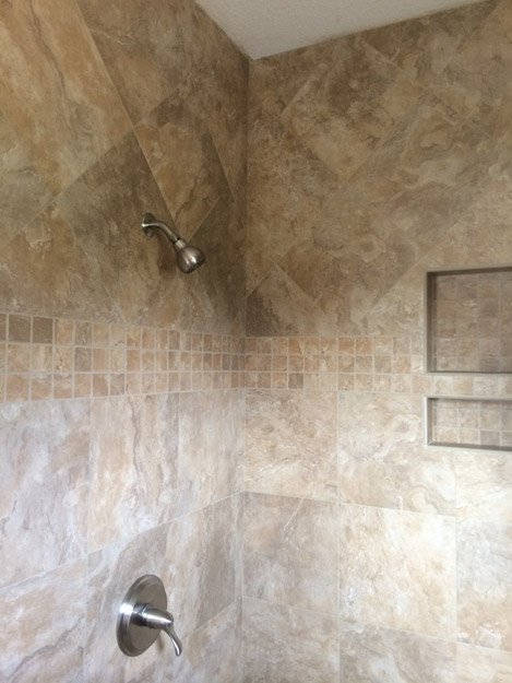 tile installation in bathroom - Contract Interiors, IN