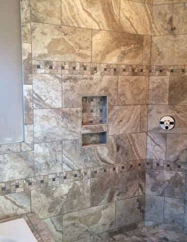 tile installation in bathroom - Contract Interiors, IN