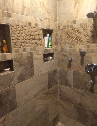 tile installation in bathroom - Contract Interiors, IN