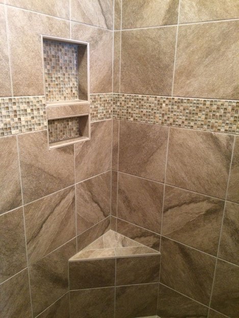 tile installation in bathroom - Contract Interiors, IN