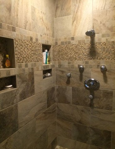 tile installation in bathroom - Contract Interiors, IN