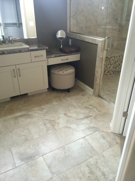 tile installation in bathroom - Contract Interiors, IN