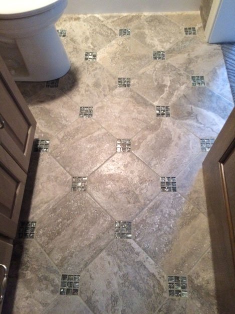 tile installation in bathroom - Contract Interiors, IN