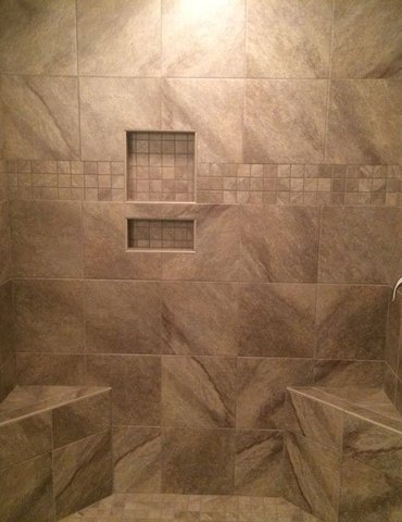 tile installation in bathroom - Contract Interiors, IN