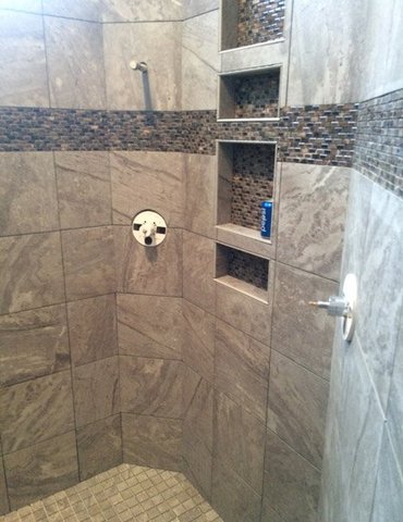 tile installation in bathroom - Contract Interiors, IN