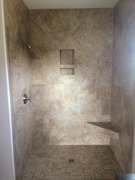 tile installation in bathroom - Contract Interiors, IN