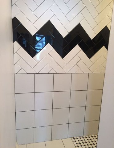 tile installation in bathroom - Contract Interiors, IN