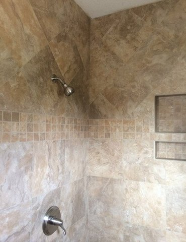 tile installation in bathroom - Contract Interiors, IN