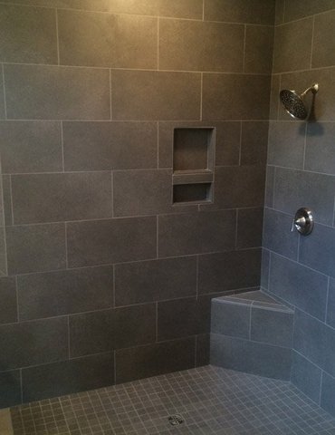 tile installation in bathroom - Contract Interiors, IN