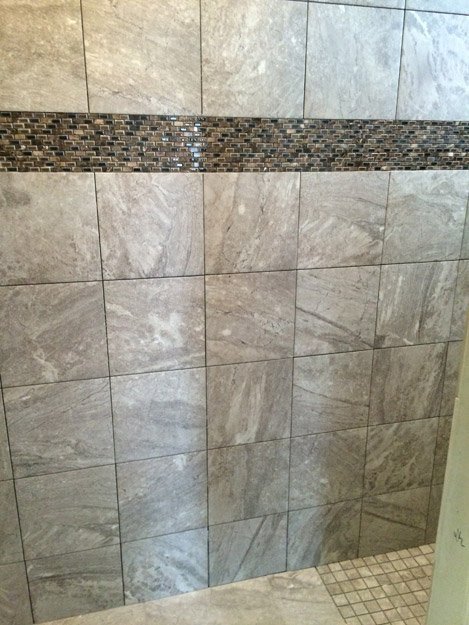 tile installation in bathroom - Contract Interiors, IN