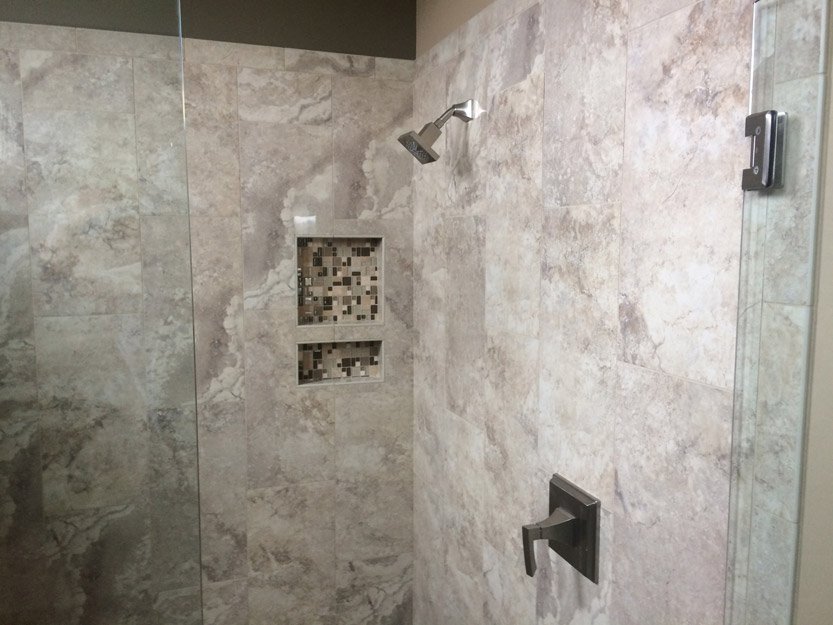 tile installation in bathroom - Contract Interiors, IN