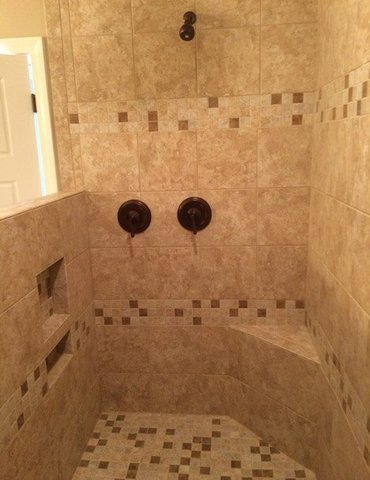 tile installation in bathroom - Contract Interiors, IN