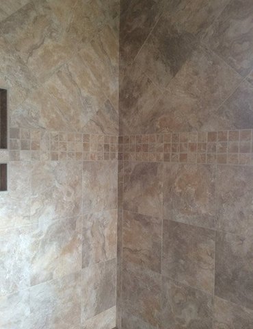 tile installation in bathroom - Contract Interiors, IN