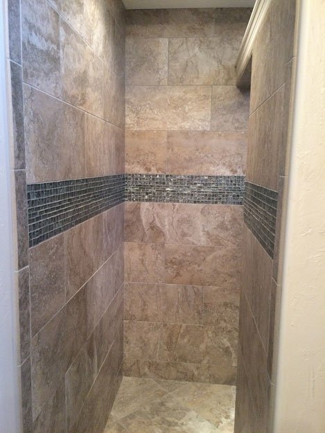 tile installation in bathroom - Contract Interiors, IN